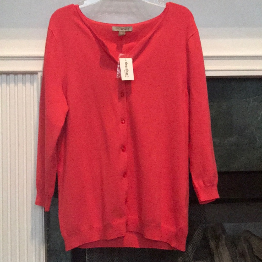 NWT Roz & Ali DressBarn Coral Cardigan Size Medium